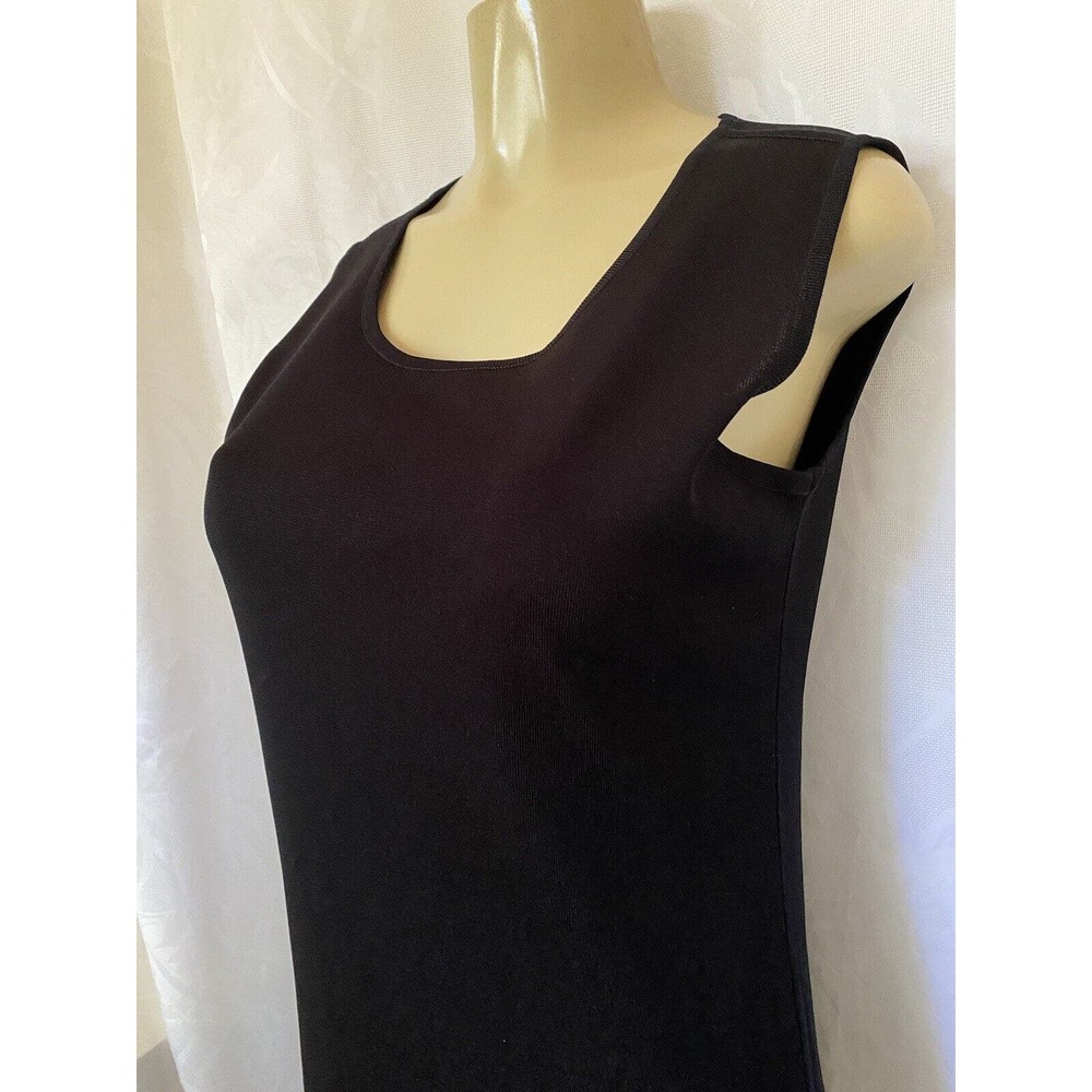 Exclusively Misook Tank Dress Black Sleeveless Round Neck Knit Acrylic Classic M - Picture 5 of 7